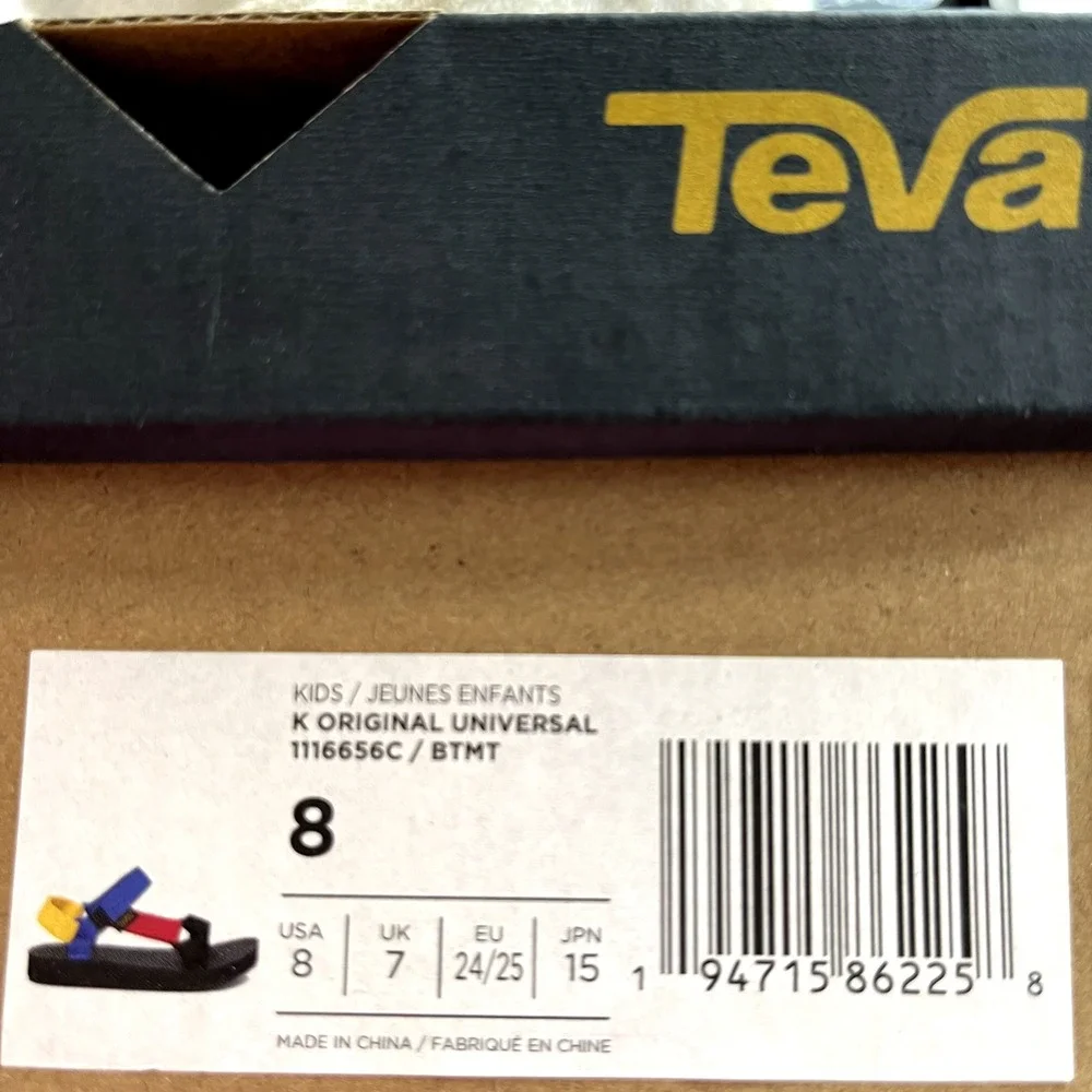 Teva Toddler Boys Girls Sport Sandal Size 8 Black-Multi Adjust‎ Straps Open Toe